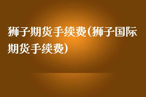 狮子期货手续费(狮子国际期货手续费)