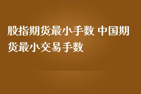 股指期货最小手数 中国期货最小交易手数