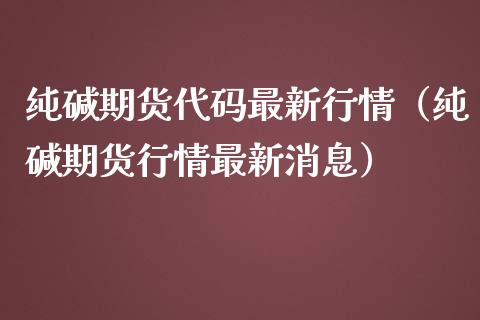 纯碱期货代码最新行情（纯碱期货行情最新消息）