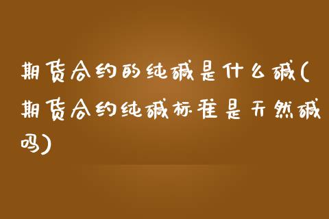 期货合约的纯碱是什么碱(期货合约纯碱标准是天然碱吗)