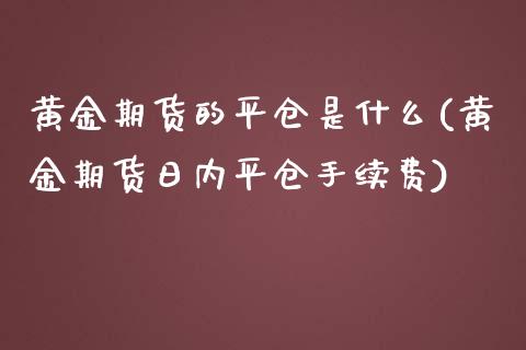 黄金期货的平仓是什么(黄金期货日内平仓手续费)