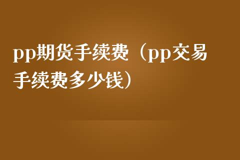 pp期货手续费（pp交易手续费多少钱）