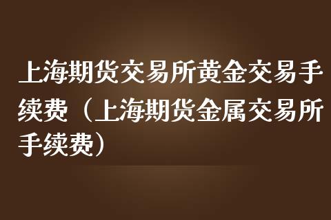 上海期货交易所黄金交易手续费（上海期货金属交易所手续费）