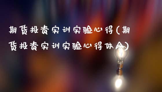 期货投资实训实验心得(期货投资实训实验心得体会)_https://www.boyangwujin.com_纳指期货_第1张