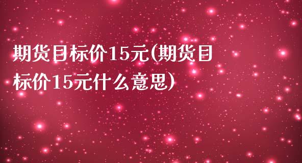 期货目标价15元(期货目标价15元什么意思)_https://www.boyangwujin.com_道指期货_第1张