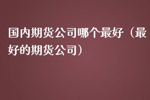 国内期货公司哪个最好（最好的期货公司）