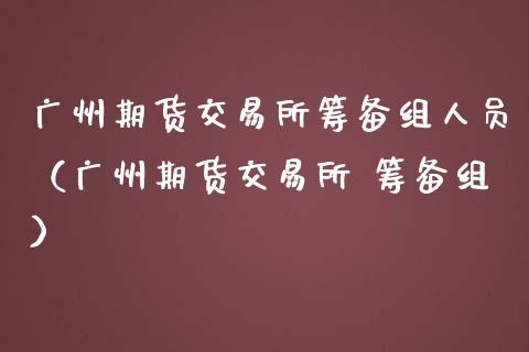 广州期货交易所筹备组人员（广州期货交易所 筹备组）