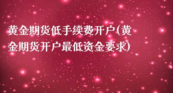 黄金期货低手续费开户(黄金期货开户最低资金要求)