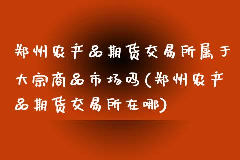 郑州农产品期货交易所属于大宗商品市场吗(郑州农产品期货交易所在哪)