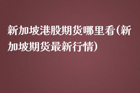 新加坡港股期货哪里看(新加坡期货最新行情)