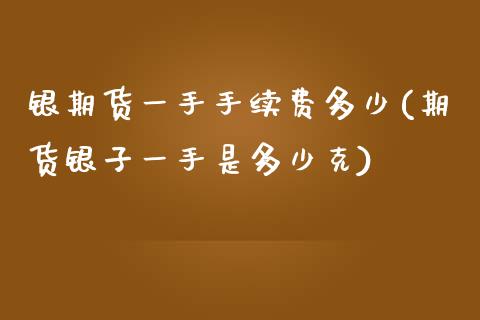 银期货一手手续费多少(期货银子一手是多少克)