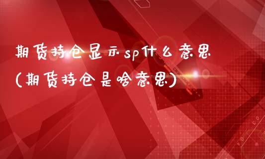 期货持仓显示sp什么意思(期货持仓是啥意思)