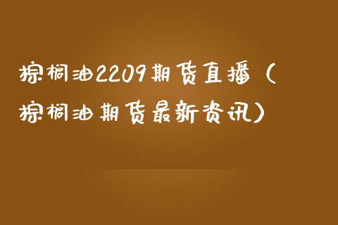 棕榈油2209期货直播（棕榈油期货最新资讯）