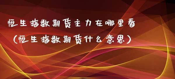 恒生指数期货主力在哪里看（恒生指数期货什么意思）_https://www.boyangwujin.com_原油期货_第1张