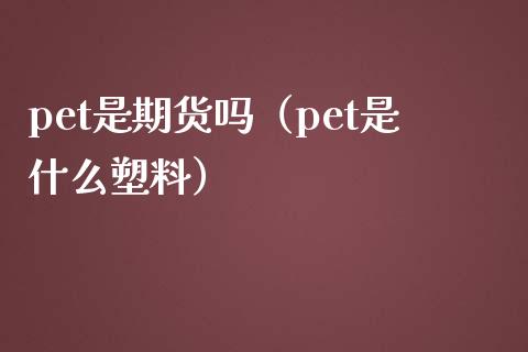 pet是期货吗（pet是什么塑料）