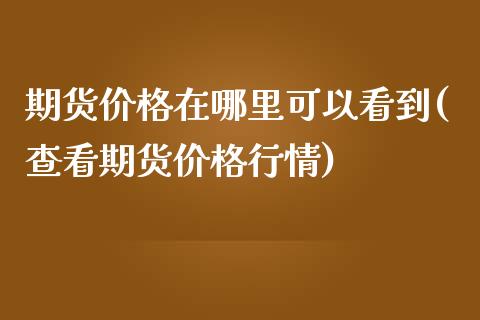 期货价格在哪里可以看到(查看期货价格行情)_https://www.boyangwujin.com_内盘期货_第1张