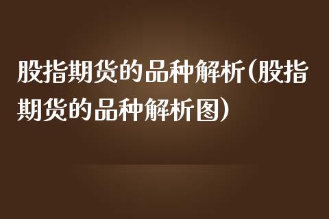 股指期货的品种解析(股指期货的品种解析图)