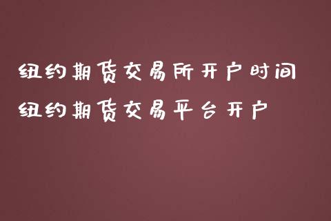 纽约期货交易所开户时间 纽约期货交易平台开户