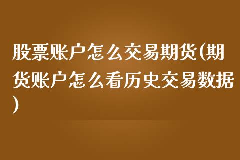 股票账户怎么交易期货(期货账户怎么看历史交易数据)