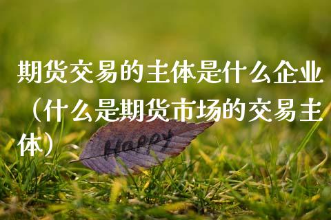 期货交易的主体是什么企业（什么是期货市场的交易主体）