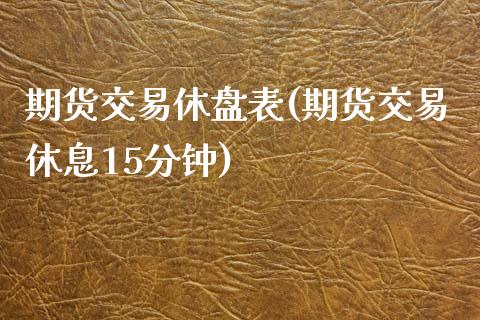 期货交易休盘表(期货交易休息15分钟)