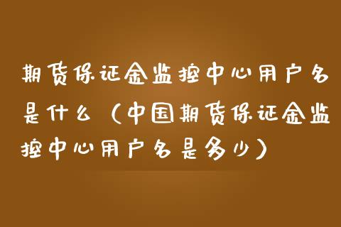 期货保证金监控中心用户名是什么（中国期货保证金监控中心用户名是多少）