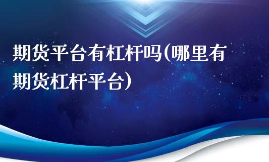 期货平台有杠杆吗(哪里有期货杠杆平台)_https://www.boyangwujin.com_期货直播间_第1张