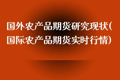 国外农产品期货研究现状(国际农产品期货实时行情)