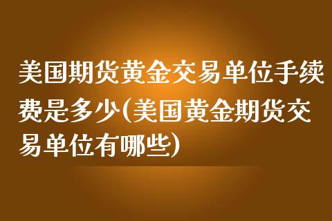 美国期货黄金交易单位手续费是多少(美国黄金期货交易单位有哪些)