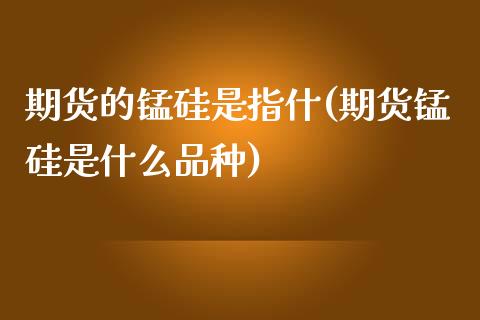 期货的锰硅是指什(期货锰硅是什么品种)