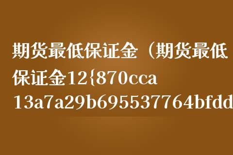 期货最低保证金（期货最低保证金12%是什么意思）