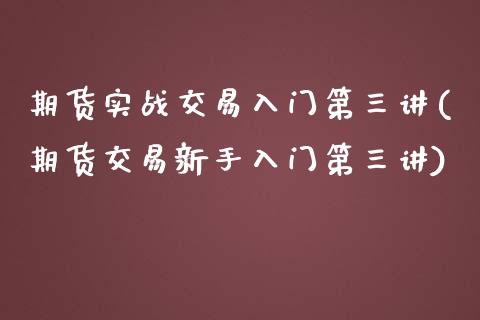 期货实战交易入门第三讲(期货交易新手入门第三讲)