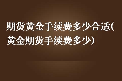 期货黄金手续费多少合适(黄金期货手续费多少)