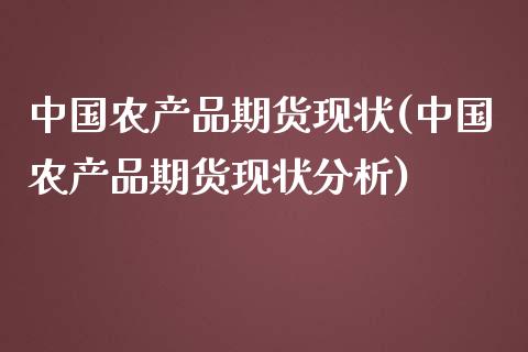 中国农产品期货现状(中国农产品期货现状分析)