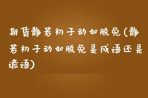 期货静若初子动如脱兔(静若初子动如脱兔是成语还是谚语)