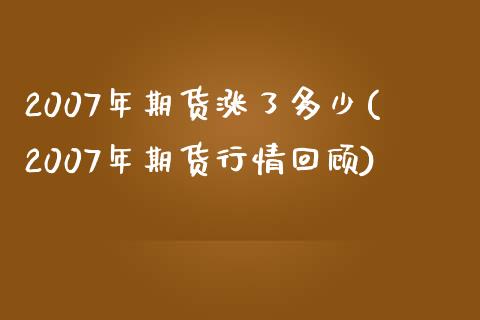 2007年期货涨了多少(2007年期货行情回顾)