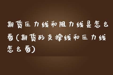 期货压力线和阻力线是怎么看(期货的支撑线和压力线怎么看)