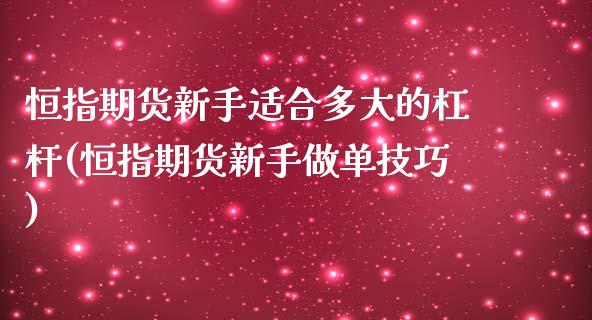 恒指期货新手适合多大的杠杆(恒指期货新手做单技巧)