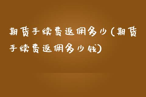 期货手续费返佣多少(期货手续费返佣多少钱)