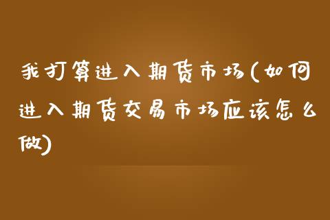 我打算进入期货市场(如何进入期货交易市场应该怎么做)