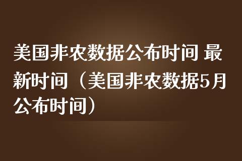 美国非农数据公布时间 最新时间（美国非农数据5月公布时间）