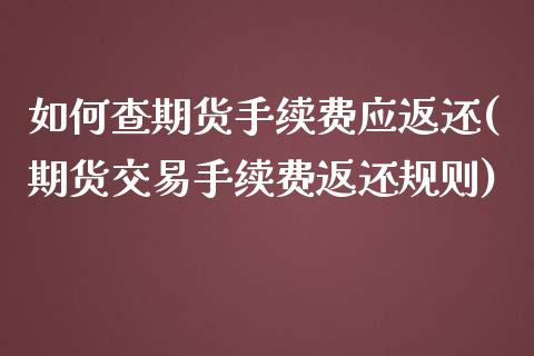 如何查期货手续费应返还(期货交易手续费返还规则)