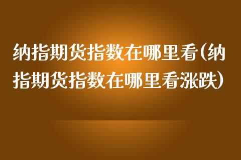 纳指期货指数在哪里看(纳指期货指数在哪里看涨跌)