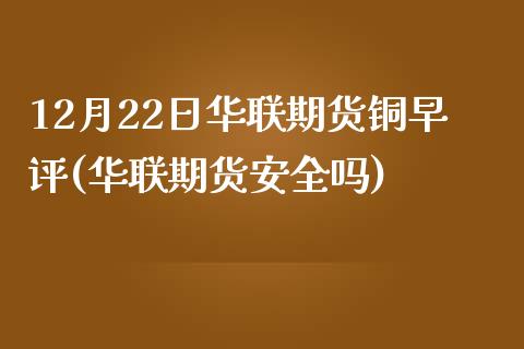 12月22日华联期货铜早评(华联期货安全吗)