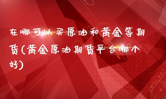 在哪可以买原油和黄金等期货(黄金原油期货平台哪个好)_https://www.boyangwujin.com_期货科普_第1张