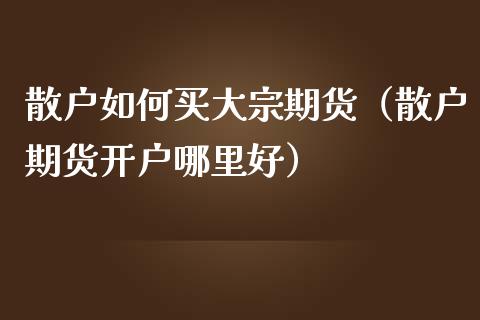 散户如何买大宗期货（散户期货开户哪里好）