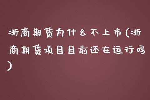 浙商期货为什么不上市(浙商期货项目目前还在运行吗)_https://www.boyangwujin.com_原油期货_第1张