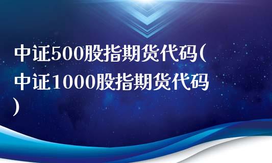 中证500股指期货代码(中证1000股指期货代码)