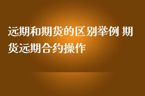 远期和期货的区别举例 期货远期合约操作