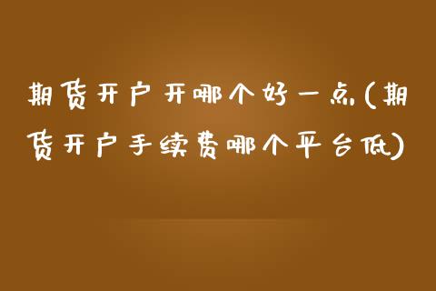 期货开户开哪个好一点(期货开户手续费哪个平台低)_https://www.boyangwujin.com_期货直播间_第1张